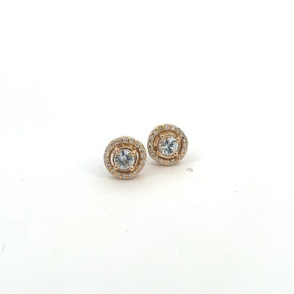Natural White Sapphire Diamond Stud Earrings 14k Gold 0.97 TCW Certified 216092 - Picture 1 of 15